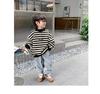 Fairy Tale Memory 2025 Boys' Striped Fleece-Lined Sweatshirt - Autumn/Winter Base Layer