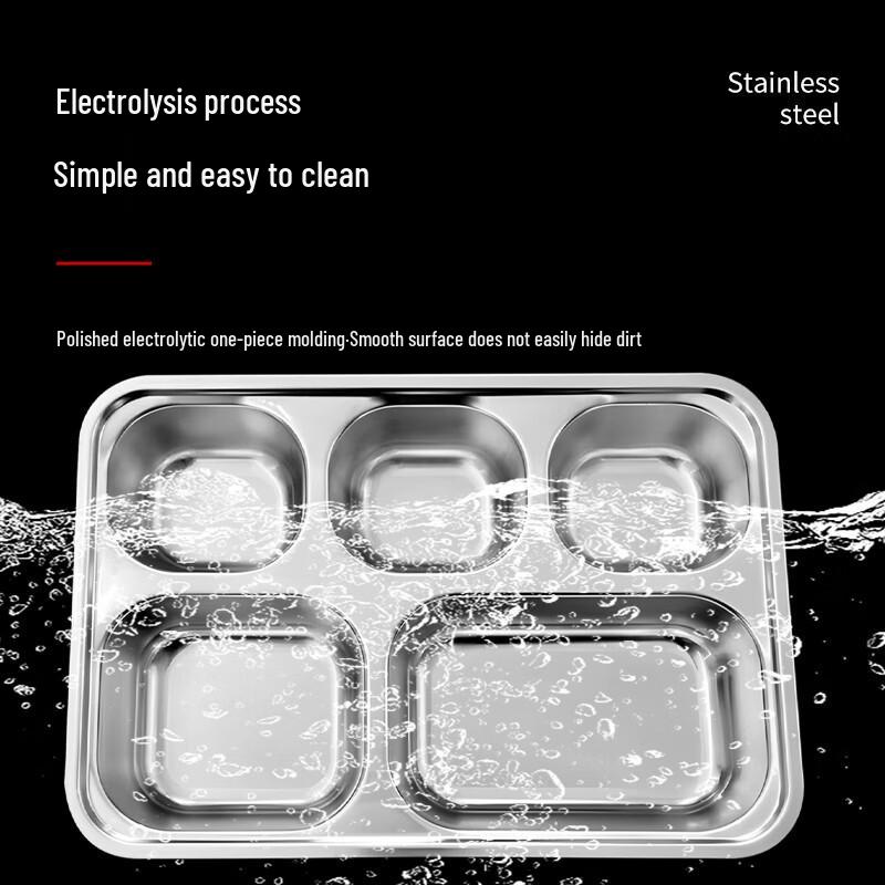 304 Stainless Steel Deep 5-Compartment Lunch Tray