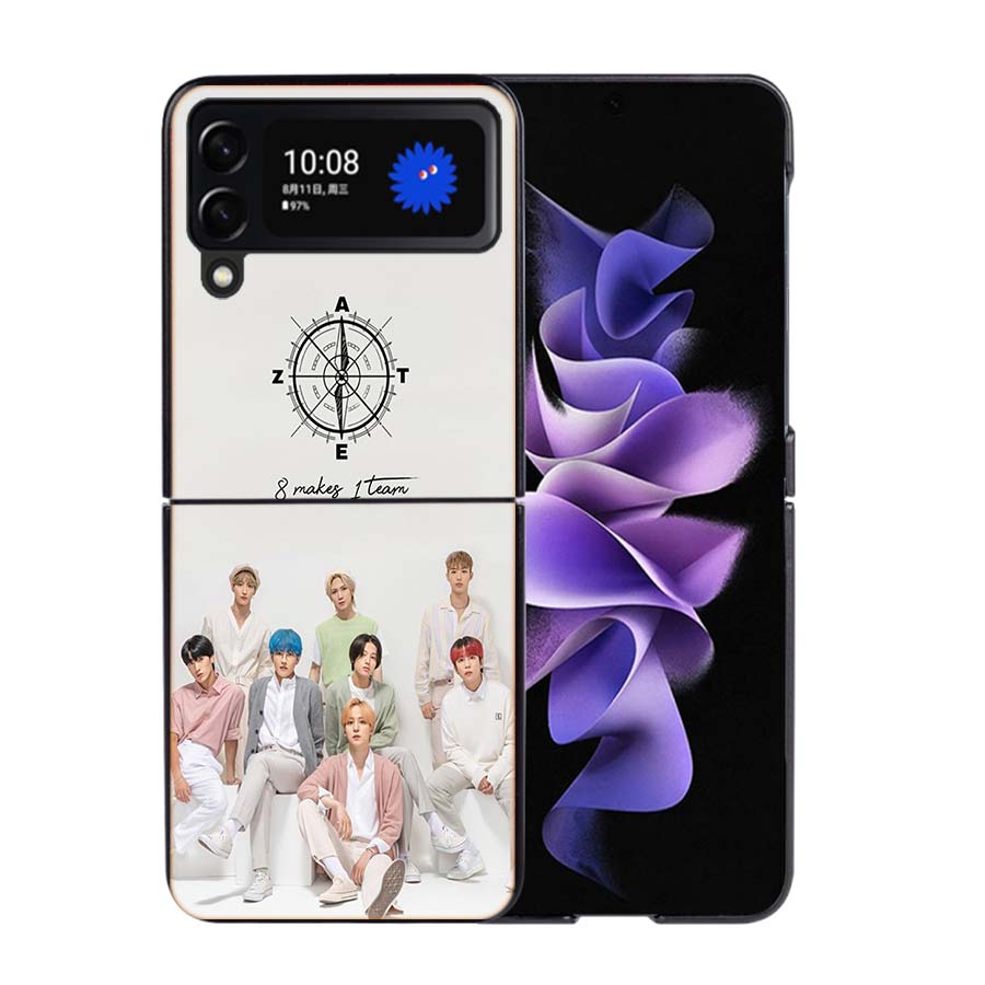 K-KPOP A-ATEEZ Чехол Case Для Samsung Galaxy Z Flip 7 6 Flip4 Flip5 Zflip3 Черный Жесткий Поликарбонатный Корпус Телефона Защитная Крышка