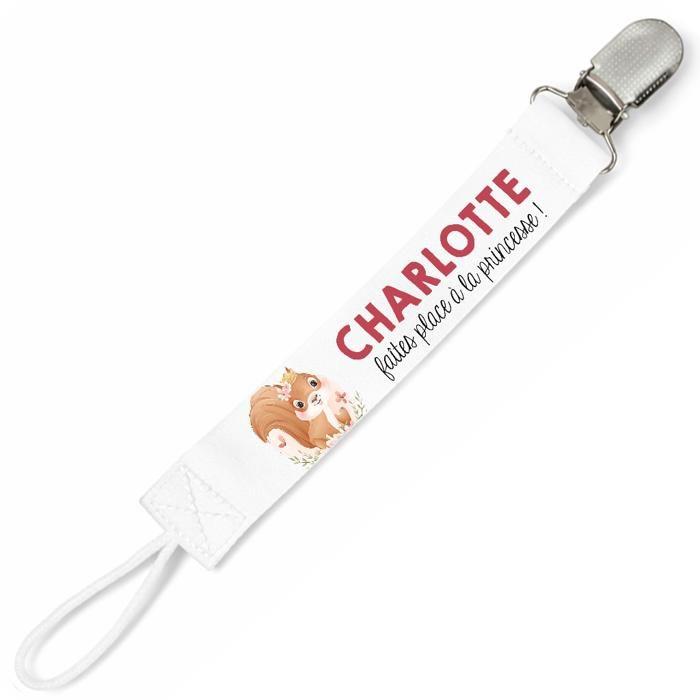 Planetee Attache tétine pour prénom CHARLOTTE faites place a la princesse | Attache sucette cadeau naissance