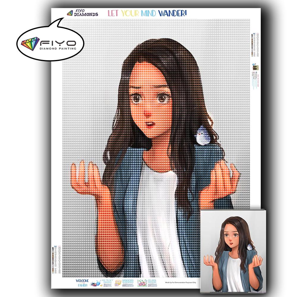 Diamond Painting Full Drill Square Anime Girl Diamond Embroidery Cross Stitch Portrait Mosaic Kitchen Needlework Home Decor