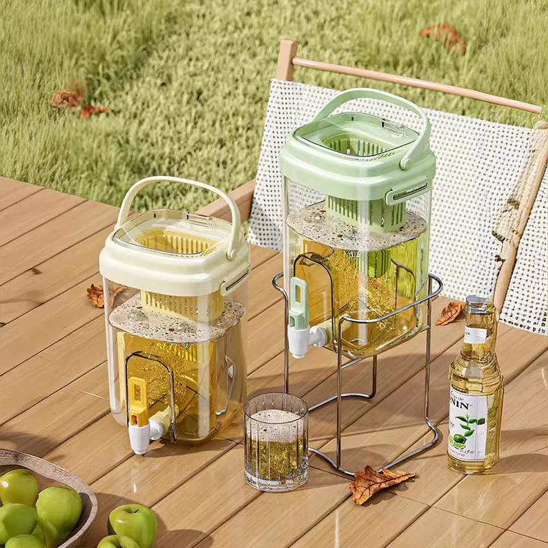 Large Capacity 2L Ice Bucket Water Jug With Filter Tap Durable PET Pitcher Summer Cold Brew Beverage Container For Refrigerator Kitchen Home