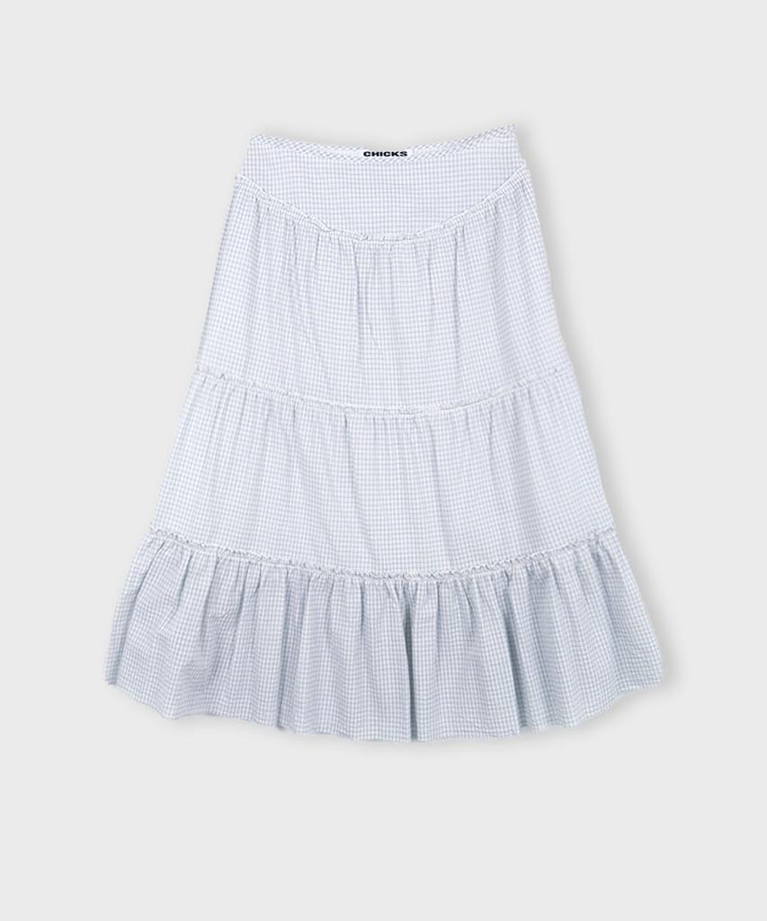 CHICKS Многоярусная длинная юбка небесно-голубого цвета