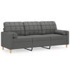 Vidaxl 3-Osobowa Sofa Z Poduszkami, Ciemnoszara, 180 Cm, Tkanina