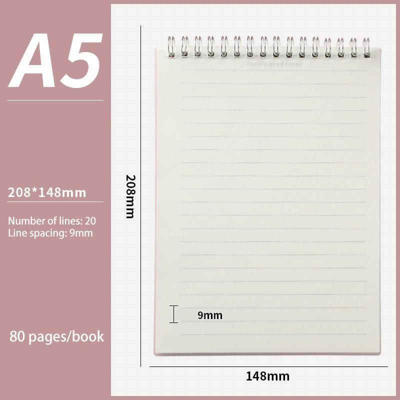 A5/B5/A4 Spiral Coil Notebook Horizontal Grid Blank Notepad Frosted Student Diary Sketchbook School Supplies Stationery