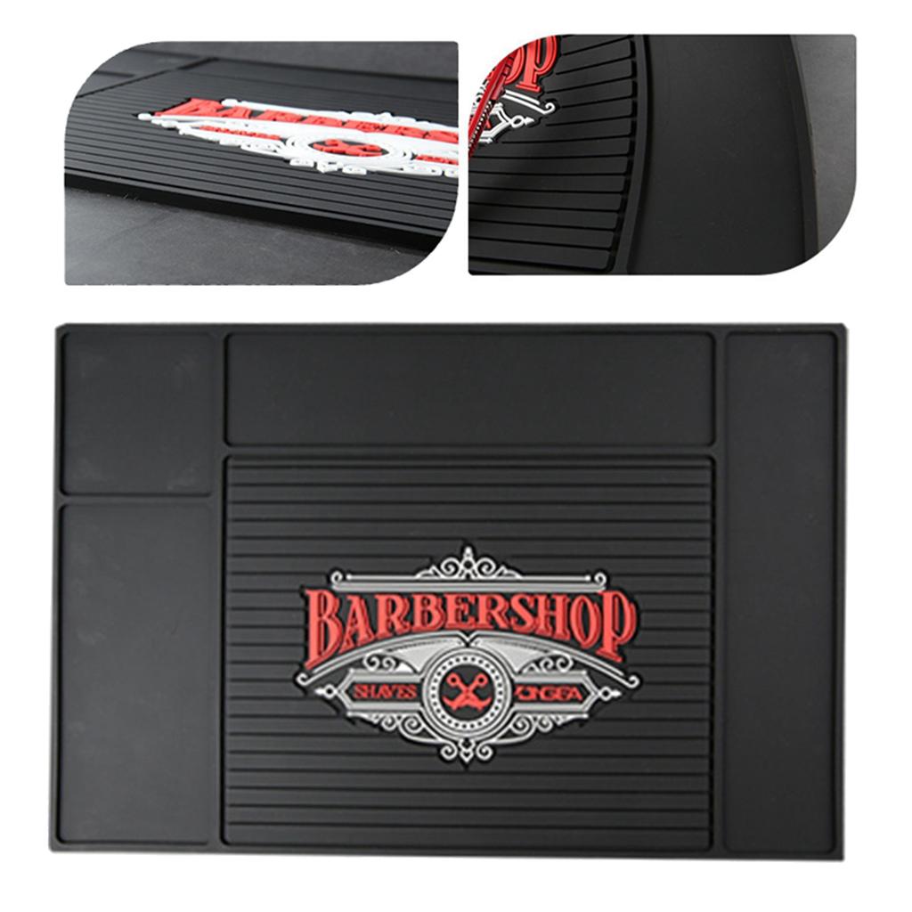 Черный нескользящий коврик для парикмахерской из ПВХ для машинок для стрижки, ножниц, триммеров, щеток