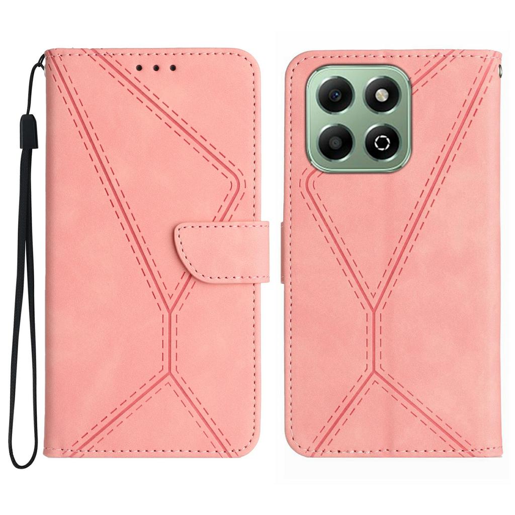 HT05 For Honor X7c 4G/200 Smart 5G Case Skin-Touch Lines PU Leather Flip Phone Cover