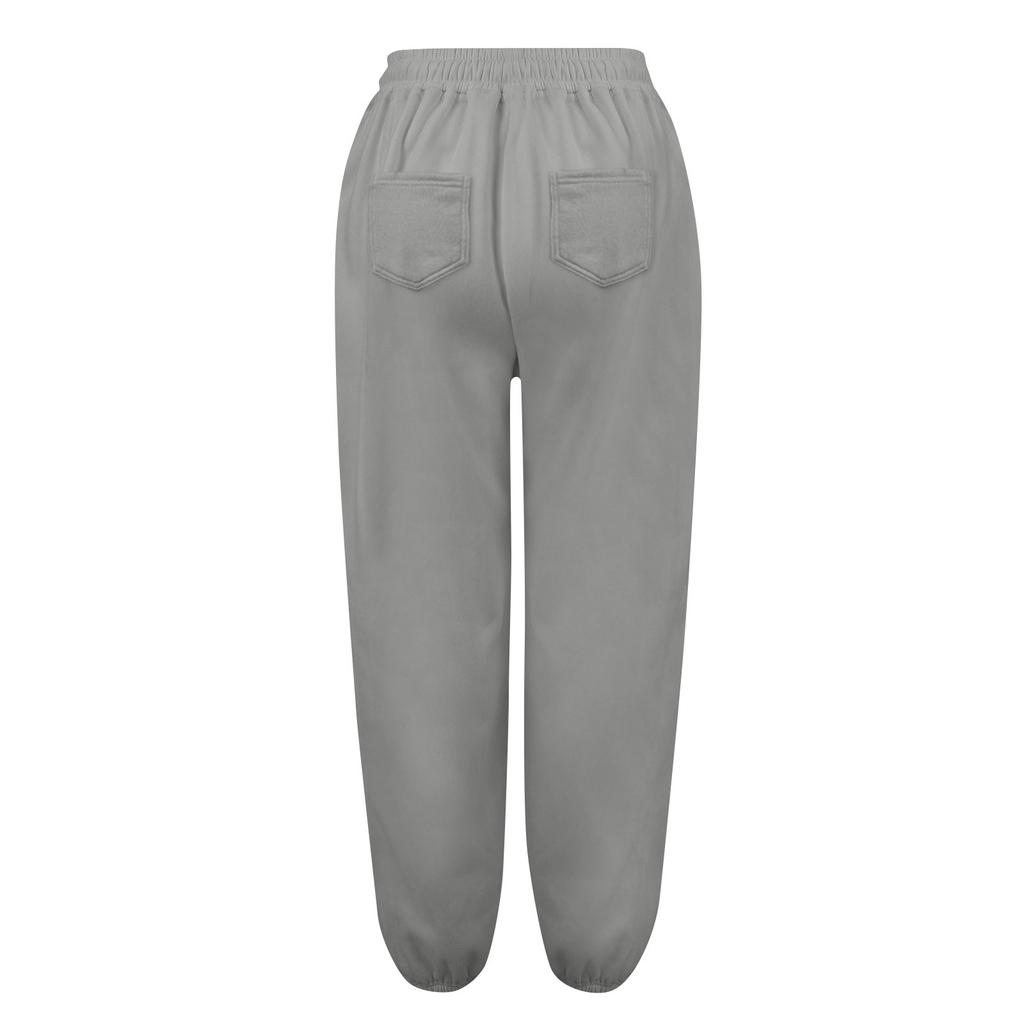 Women's High Waist Solid Color Casual Trousers Workout Sports Joggers Pants With Pockets