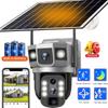 3 Lens 4G SIM Solar Camera 12MP Built In Battery Solar Power Waterproof Outdoor 6K Night Vision Smart Home Security Protection