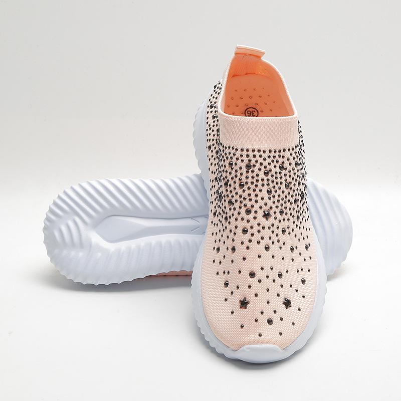 2025 новые легкие и дышащие повседневные женские кроссовки со стразами и сеткой, спортивные кроссовки с одной педалью, ленивые кроссовки