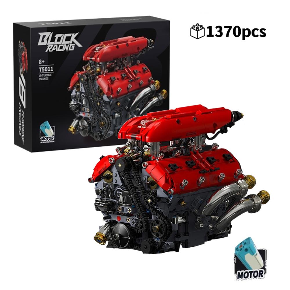 1370pcs Technical Building Blocks V8 Engine Model, MOC Mechanical Vehicle Simulation Bricks, Creative Toy Holiday Gift