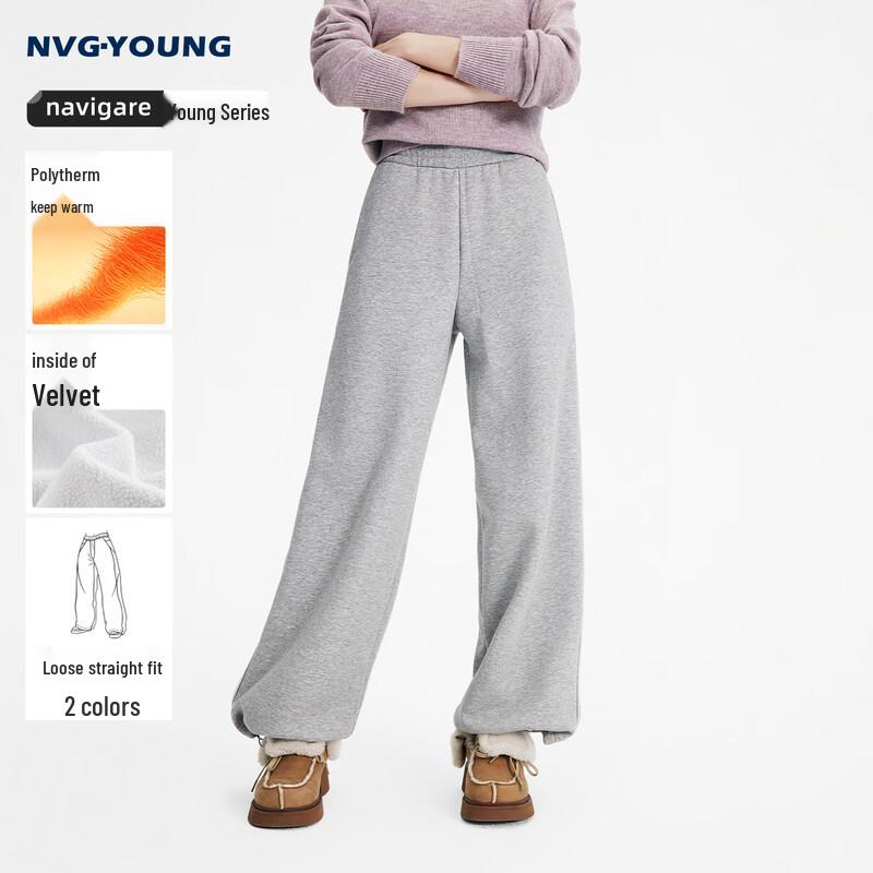 Navigare Women's Loose Straight-Leg Fleece-Lined Casual Pants