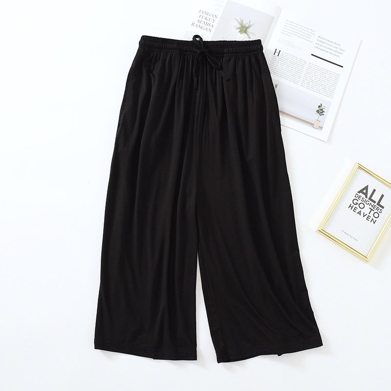 Summer Japanese Style Loose Cropped Trousers Ladies Modal Thin Shorts Solid Color Wide Leg Large Size Home Pants Womens Bottoms