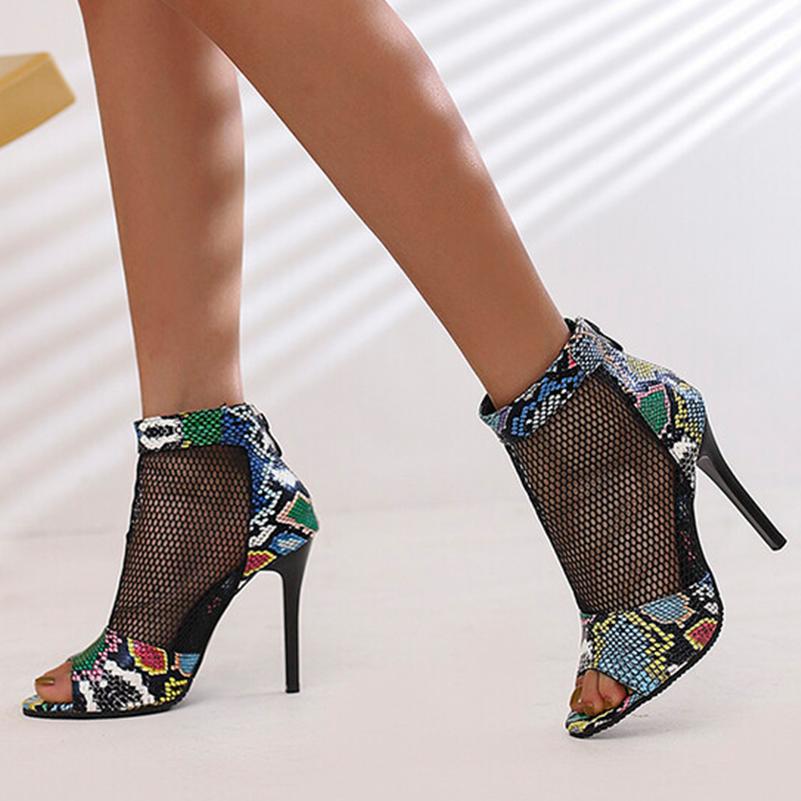 Женские сандалии на тонком очень высоком каблуке с открытым носком на молнии, пикантные летние туфли для вечеринок, черные, белые, розово-карминовые леопардовые туфли, размеры 33–46
