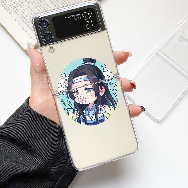 Благословение небесных чиновников Модный чехол для телефона Samsung Galaxy Z Flip 3 4 5 6 7 Жесткий складной Z Flip4 Прозрачная поликарбонатная крышка Подарок
