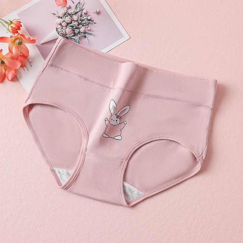 Женские хлопковые дышащие и удобные трусы без следов с принтом, симпатичное большое нижнее белье с высокой талией
