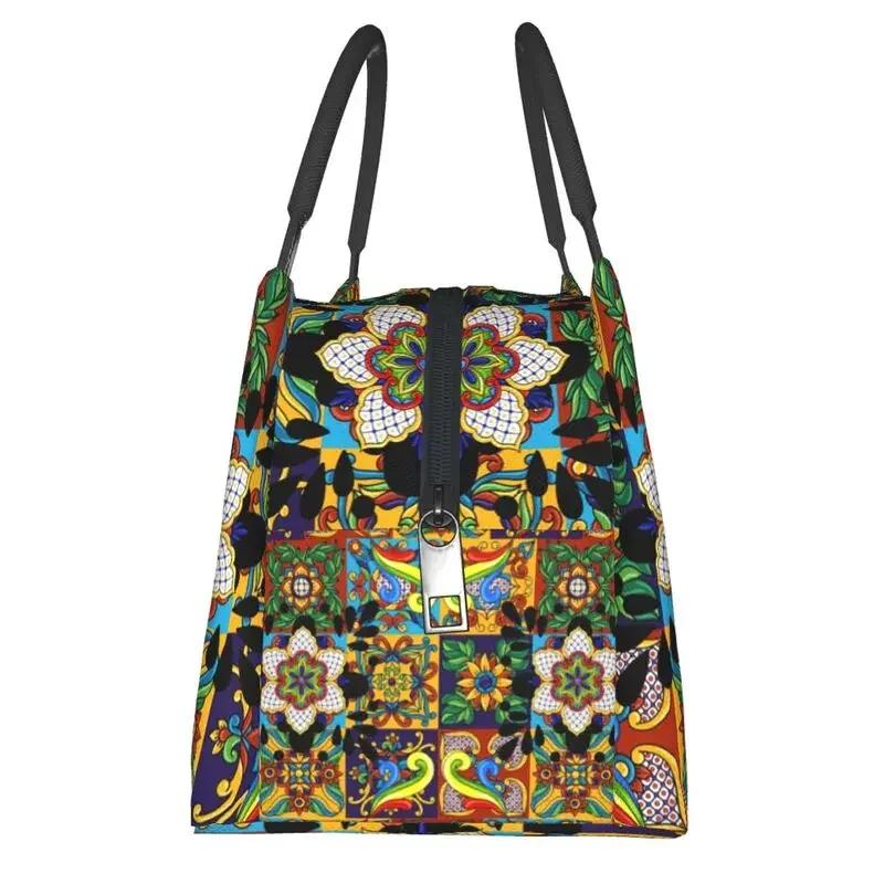 Мексиканский цветок Талавера многоразовый ланч-бокс для женщин герметичный охладитель термоизолированная сумка для обеда офисный рабочий контейнер для пикника