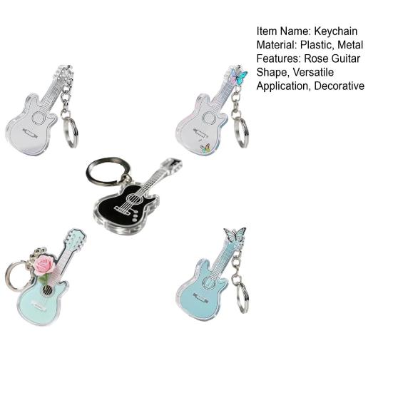 1/5 шт. Розовый брелок для ключей в виде гитары, 2D мини-подвеска в виде гитары, брелок для ключей, символ музыкальной мечты, кулон для сумки/кошелька, декор для салона автомобиля