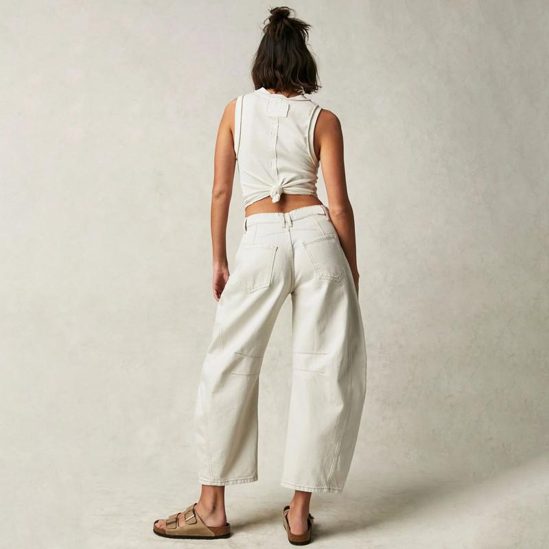 Long Pants Casual Fashion Solid Colour Loose Mid Waist Straight Women's Jeans