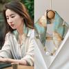 Magnetic Silk Scarf Women'S Spring And Summer High-End Scarf Neck Protection Small Scarf Long Popular Pearl Buckle Versatile Shirt