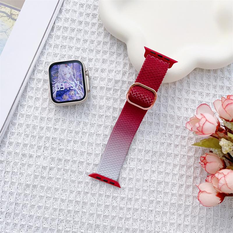 Радужный вязаный ремешок для Apple Watch Band Ultra 49 мм, 44 мм, 40 мм, 45 мм, 41 мм, 42 мм, металлический браслет на запястье iWatch Series 8 7 6 5 SE 4 3