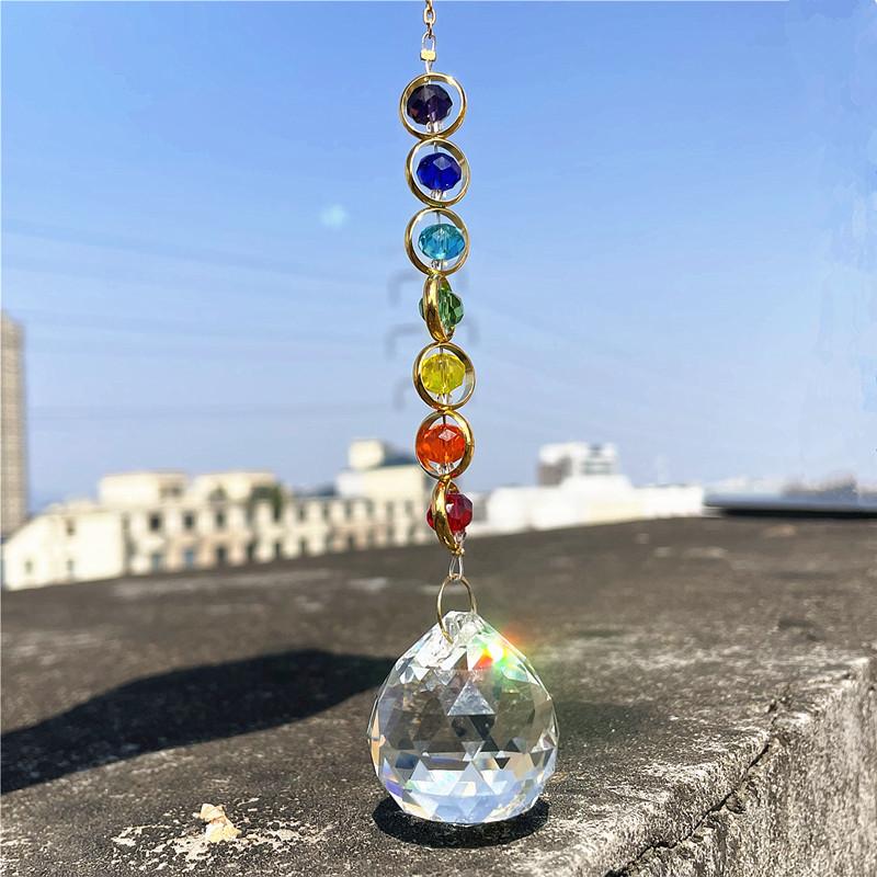 1PC Colorful Crystal Suncatcher Ball Rainbow Maker Prism Memorial Crystal Window Suncatcher for Family Home Gift Decoration