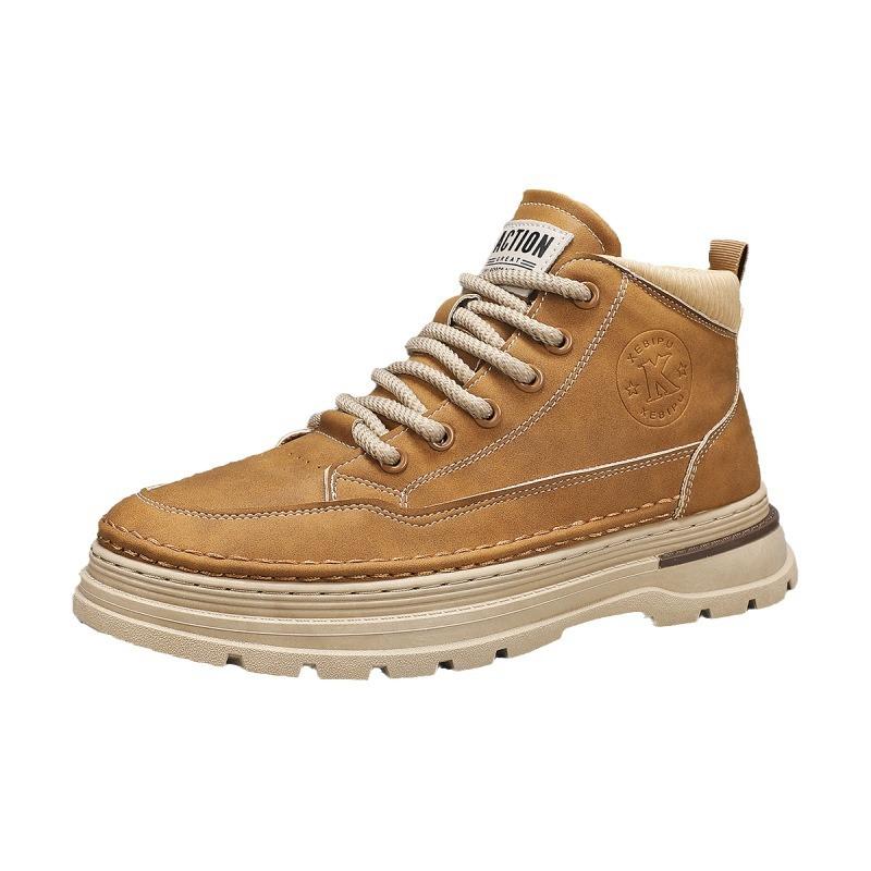 Модные новые мужские ботинки, модные высокие повседневные спортивные туфли, кожаные нескользящие рабочие ботинки для мужчин, ботинки на платформе со шнуровкой, Botas Para Hombre