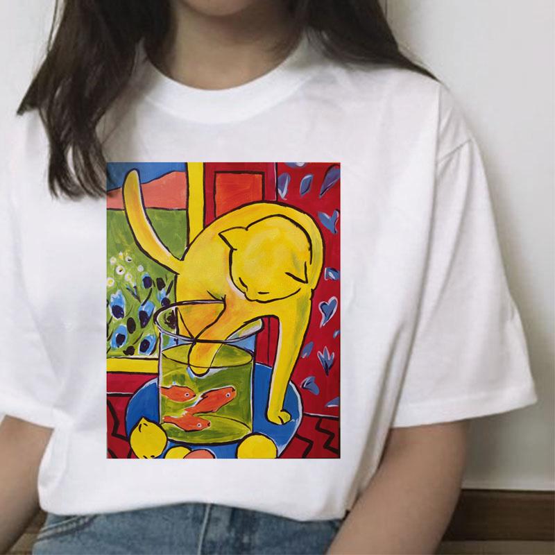 Женская футболка Matisse Харадзюку Одежда Принт Каваи Лето Повседневная Мультяшная Футболка Арт Стритвир Топы Женские Корейский Графический