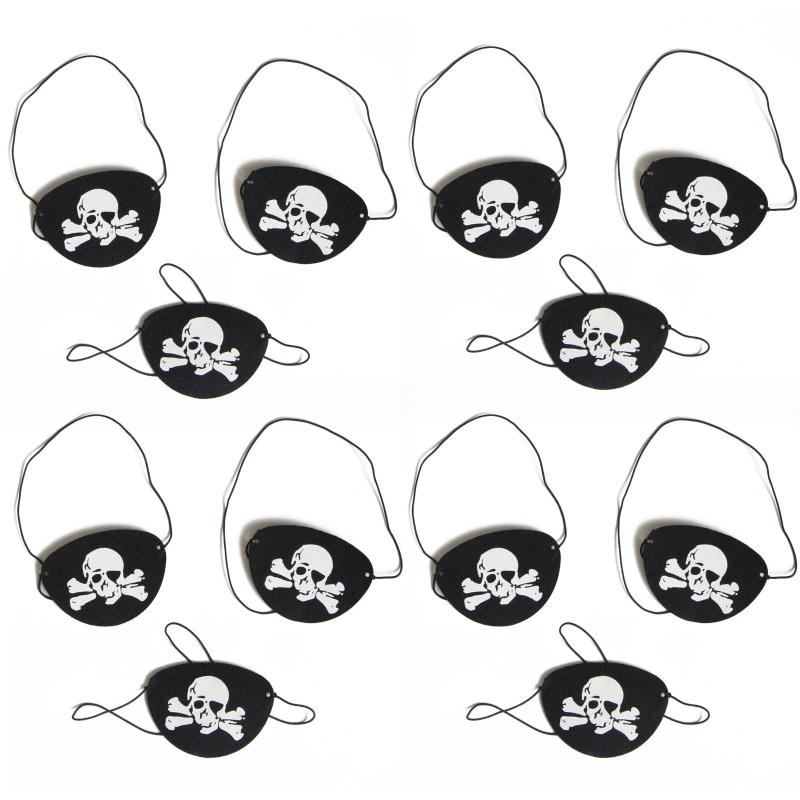 12Pcs Felt Pirate Eye Skull Eye Skeleton Captain Eye Mask Pirate Theme Decor Dropshipping