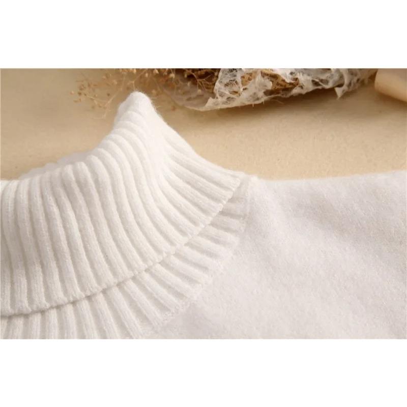 Женский белый свитер с накладным воротником, женская водолазка с накладным воротником, регулируемая полу-рубашка, блузка, топ, украшения, аксессуары