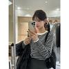 Однобортный контрастный полосатый вязаный кардиган-жакет женский весенне-осенний новый повседневный модный мягкий ворсистый свитер с длинными рукавами