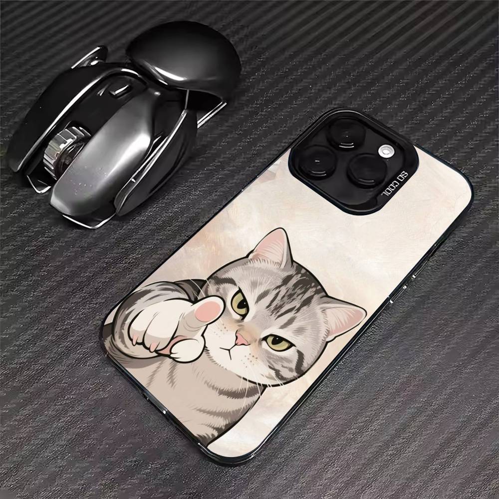 Популярный Чехол для Телефона с Мультяшным Котом и Кофе Для iPhone 17 16 15 14 13 12 11 Pro Max XS Max 7 8 Plus Ударопрочный Силиконовый Матовый Чехол