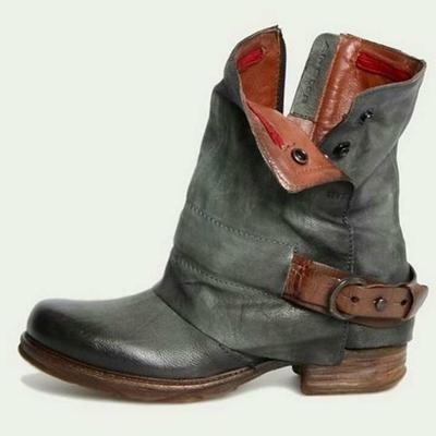 Обувь большого размера ботинки с фланцем обувь пряжка ремня боковая молния низкие ботинки сейчас