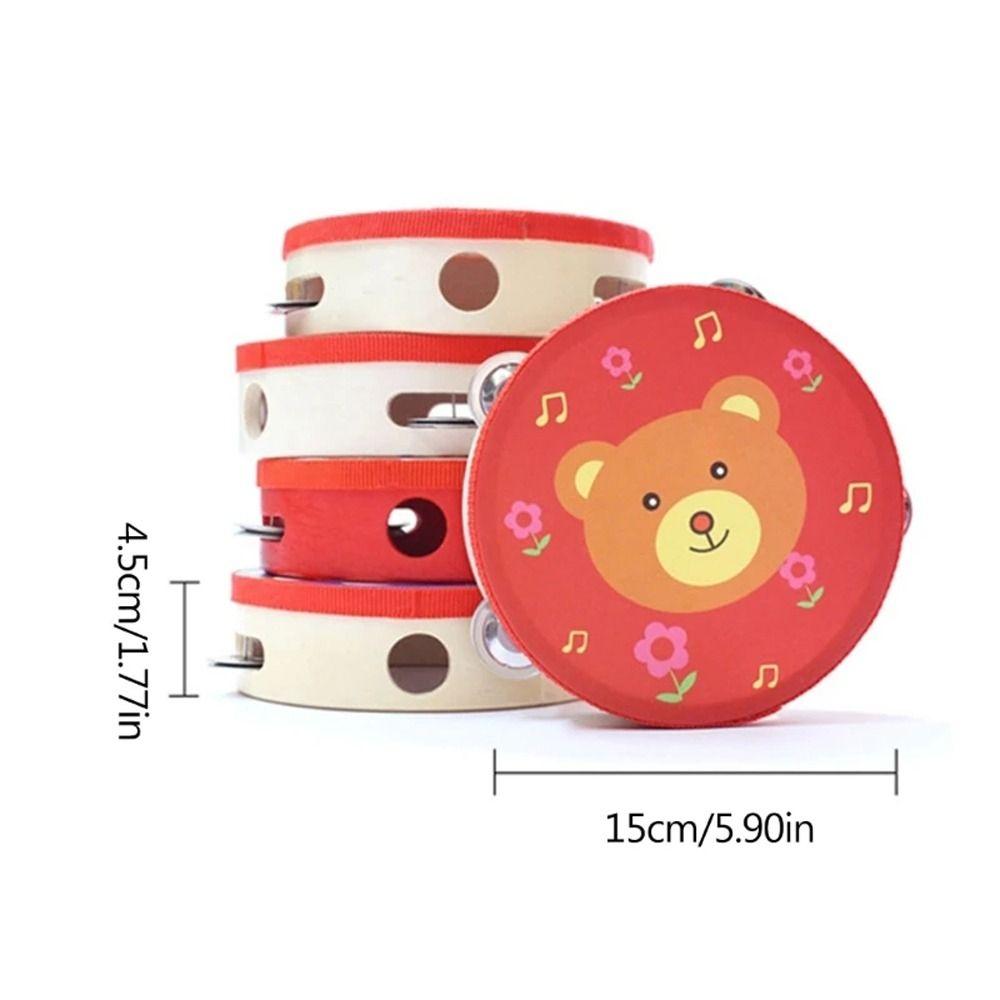 Music Toys Tambourine Cartoon Pattern Kids Bell Drum Children Hand Drum Baby Gifts
