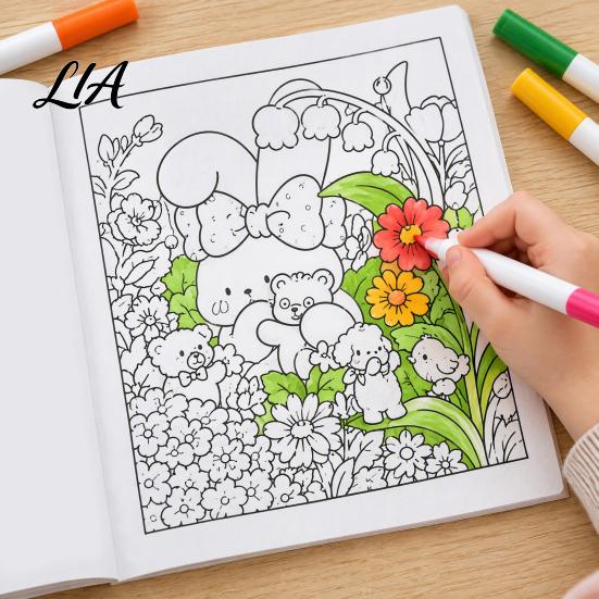 Thick Paper Drawing Journals Cozy Nature Coloring Book, Relaxing Floral And Animal Patterns, Cotton Creative Hobbies for Adults Pulp DIY Painting Book