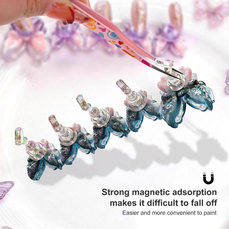 5Pcs/Set Aurora Butterfly Magnetic Nail Tip Display Stand For Manicure Press-On Nails Training Gel Nail Polish Nail Tip Display