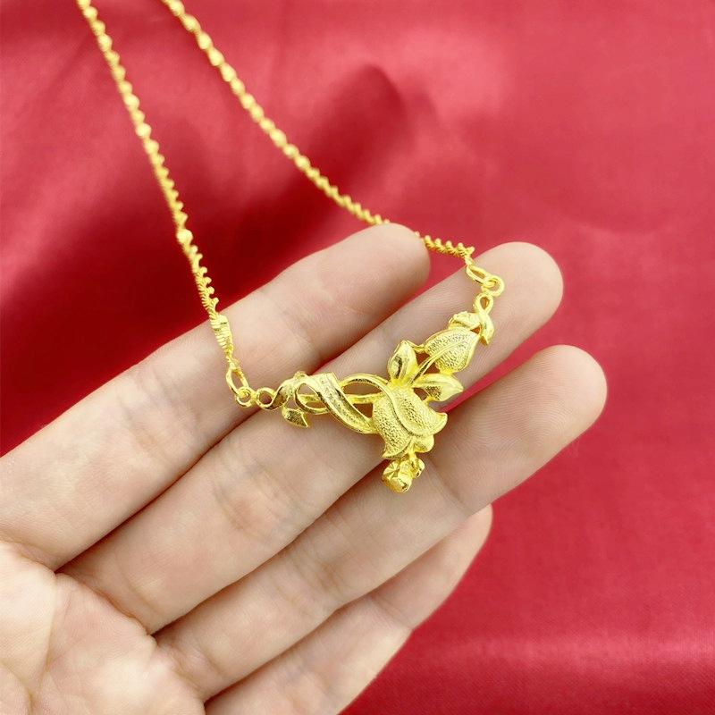 Ожерелье из песочного золота, комплект золотых украшений в виде монеты евро, цепочка, женское модное ожерелье из имитации золота с розой