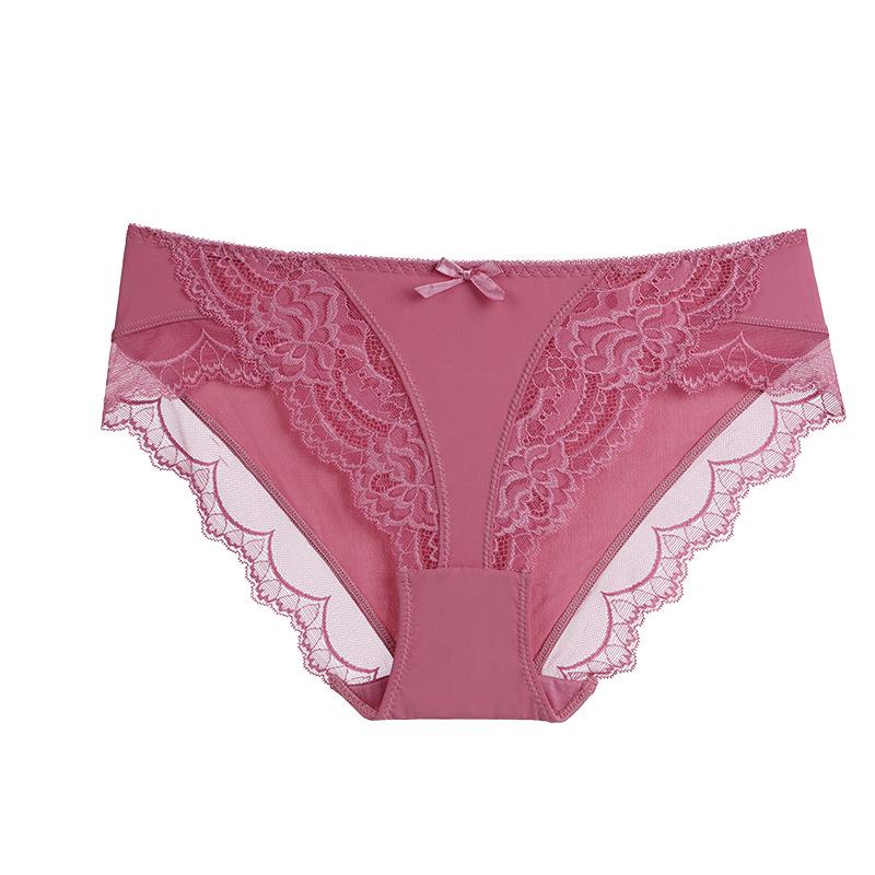 European & American Low-Rise Lace Ice Silk Panties - Women's Sexy Underwear with Cotton Crotch