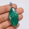 Exclusive Top Grade Qualite 100% Natural Chrysoprase Marquise Shape Ethnic Style Handmade Jewelry 925 Steling Silver Pendant 2" WSJ-5025