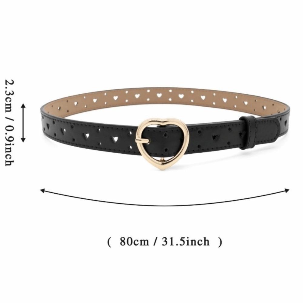 Faux Leather Buckle Belt Heart-shaped Pin Girls Dress Belt Youth Kids Waist Belt for Kids