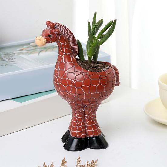 Цветочный горшок из смолы, высокопрочный, небьющийся, в форме животного, забавный, для дома и улицы, украшение стола