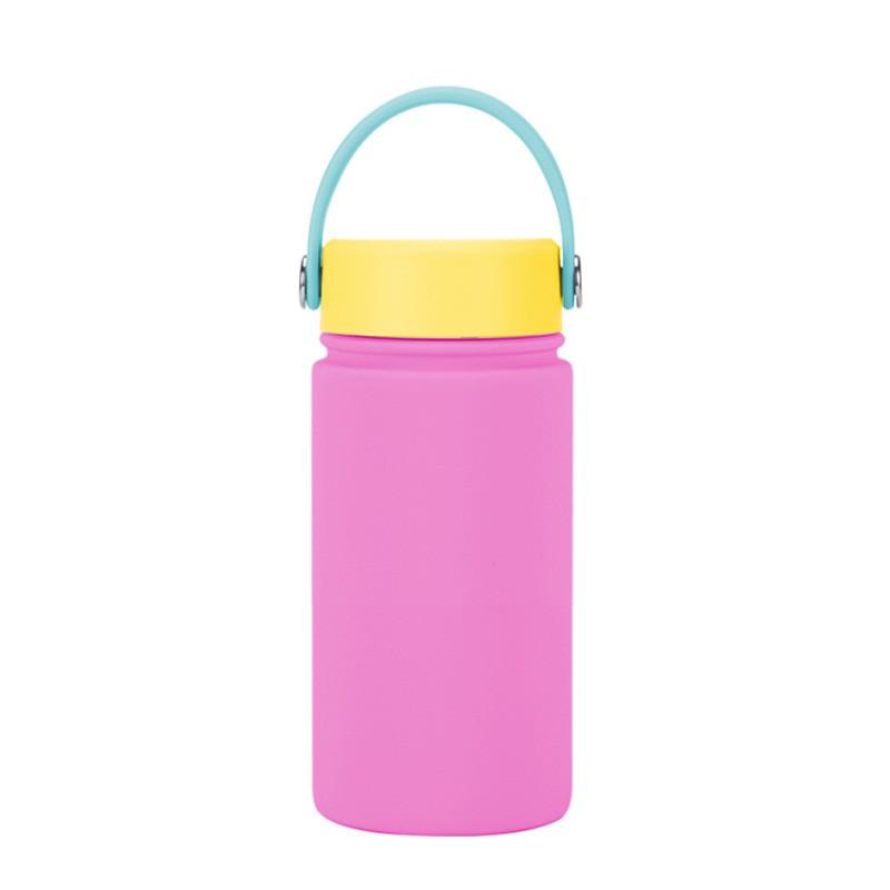 350ml Vacuum Insulated Stainless Steel Water Bottle With Carry Strap Wide Mouth Portable Gym Outdoor Travel Office