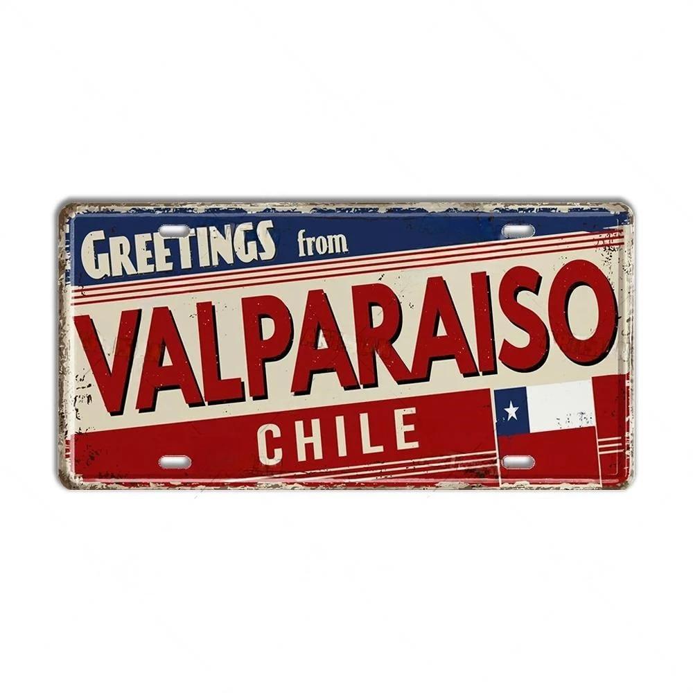 Chile Argentina Ecuador Colombia License Plate Landmark Metal Sign City State Decorative Car Plate Garage Club Bar Wall Decor