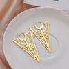 Cazador 2026 Vintage Triangle Hoop Earrings for Women Cross Stainless Steel Jewelry Moon Accessories Birthday Mother Gifts