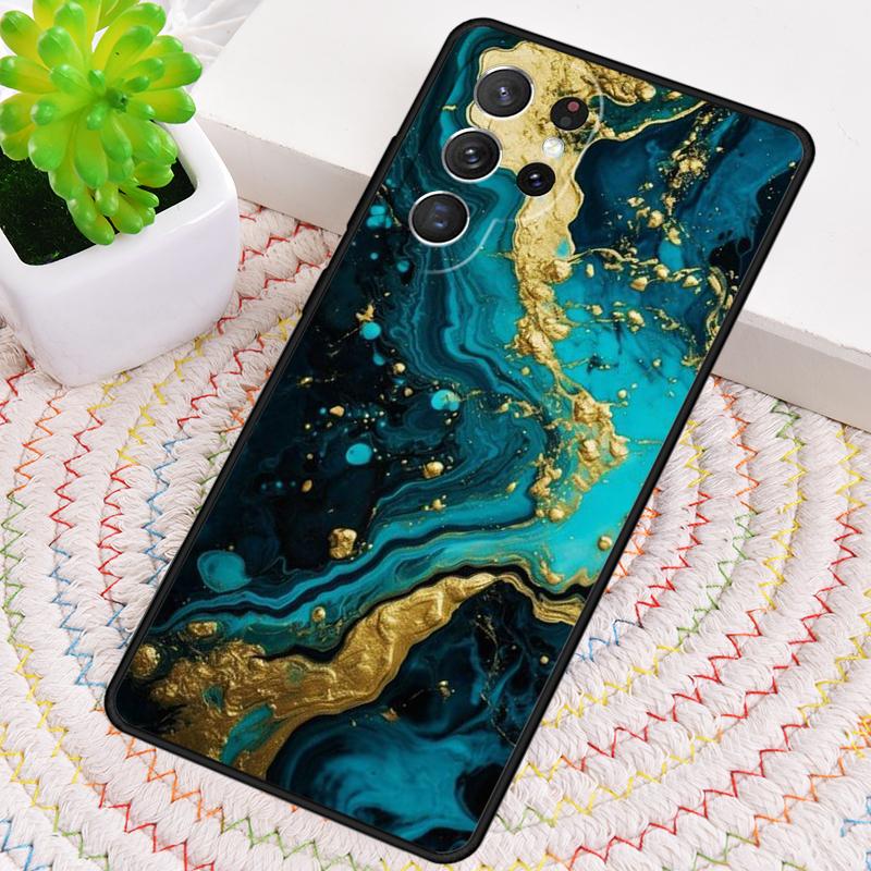 Золотой Индиго Искусственный Малахит Силиконовый Чехол Для Телефона Для Samsung Galaxy note 10 pro S26 S25 S24 S23 S22 S21 Plus S25Ultra Capa Чехол