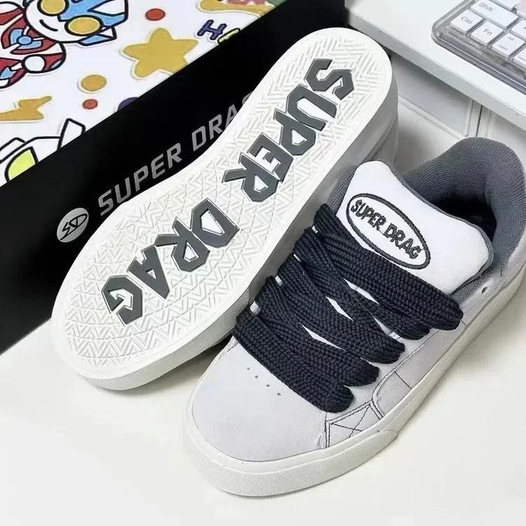 Women Lace Up Chunky Platform Sneakers Street Skate Vulcanized Casual Shoes
