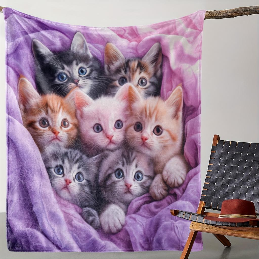 Милое Котенка Плед 2D Печать Кот Плед Мягкий Теплый Постельное Белье для Дивана Кушетки Спальни Гостиной Домашний Декор