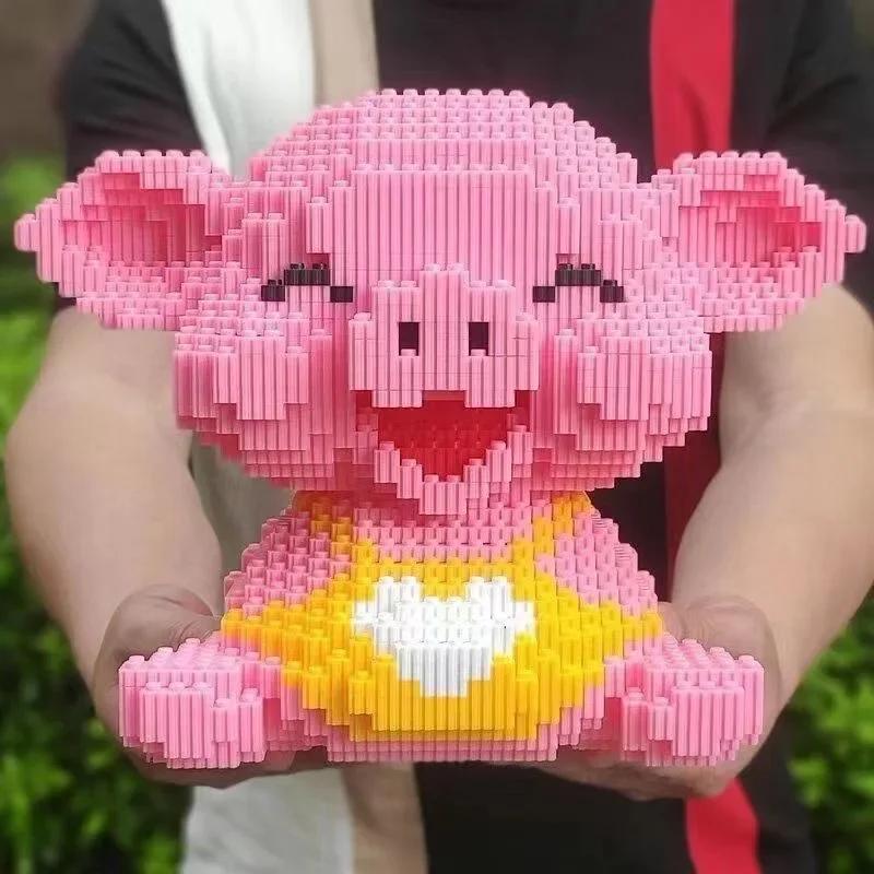 3D модель DIY Mini Diamond Blocks Bricks Building Animal World Pink Smile Pig Piggy Sit Pet Doll Toys Toy for Children Gift