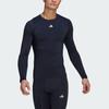 Adidas Techfit Printed Logo Crew Neck Long Sleeve Training Tee Men Tops Blue HK2330
