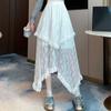 Elegant Lace Cake Skirt With High Waist And Ruffle Hem For Womens Spring Fashion